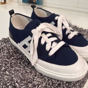 Hermès Navy and White Sneakers